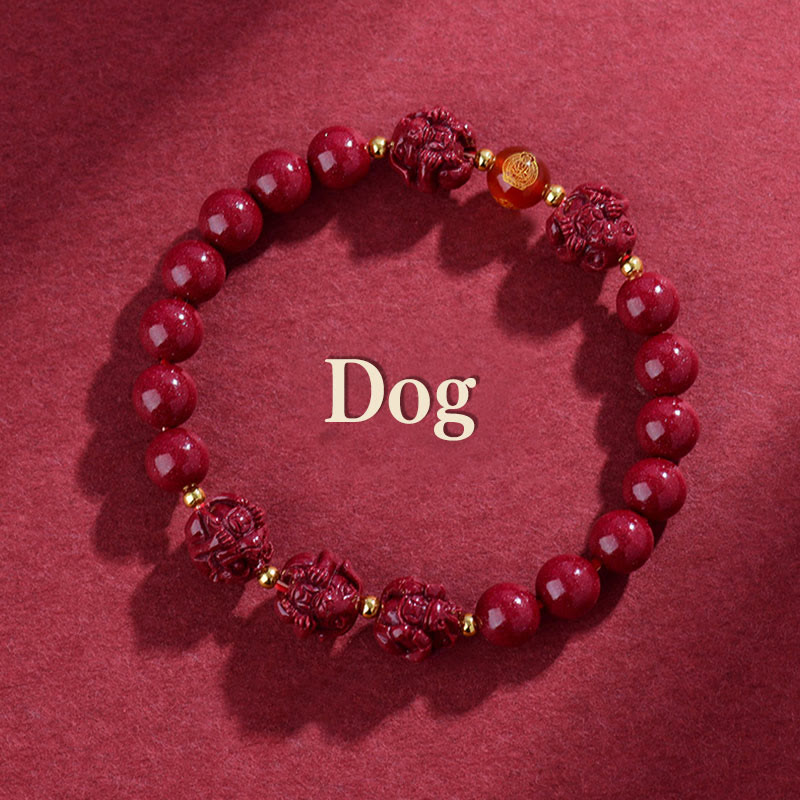 Wear FengShui Chinese Zodiac Cinnabar Keep Away Evil Spirits Blessing Bracelet