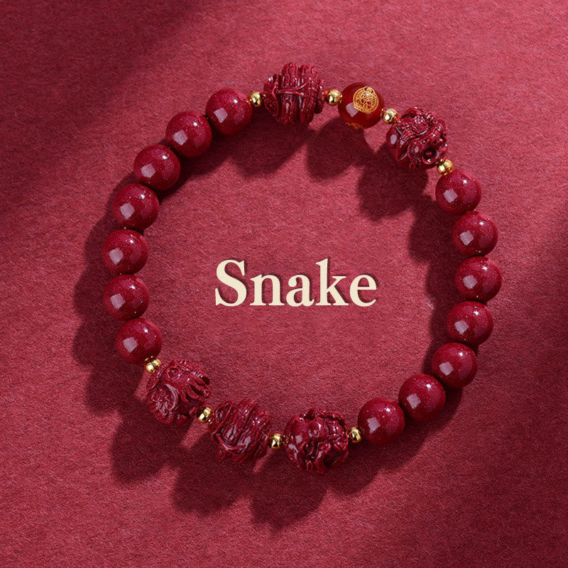 Wear FengShui Chinese Zodiac Cinnabar Keep Away Evil Spirits Blessing Bracelet