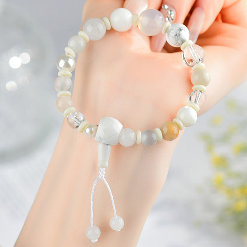 Wear FengShui White Agate Pearl 18 Beads Balance Luck Bracelet