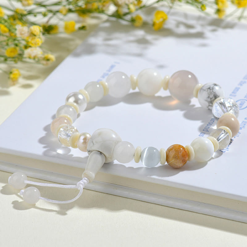Wear FengShui White Agate Pearl 18 Beads Balance Luck Bracelet