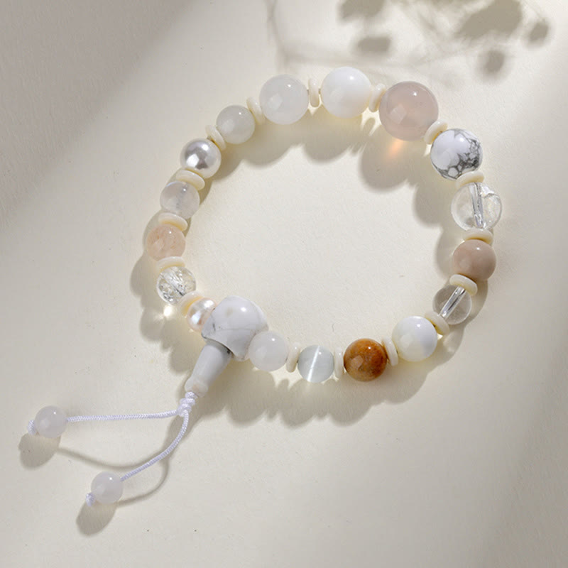 Wear FengShui White Agate Pearl 18 Beads Balance Luck Bracelet