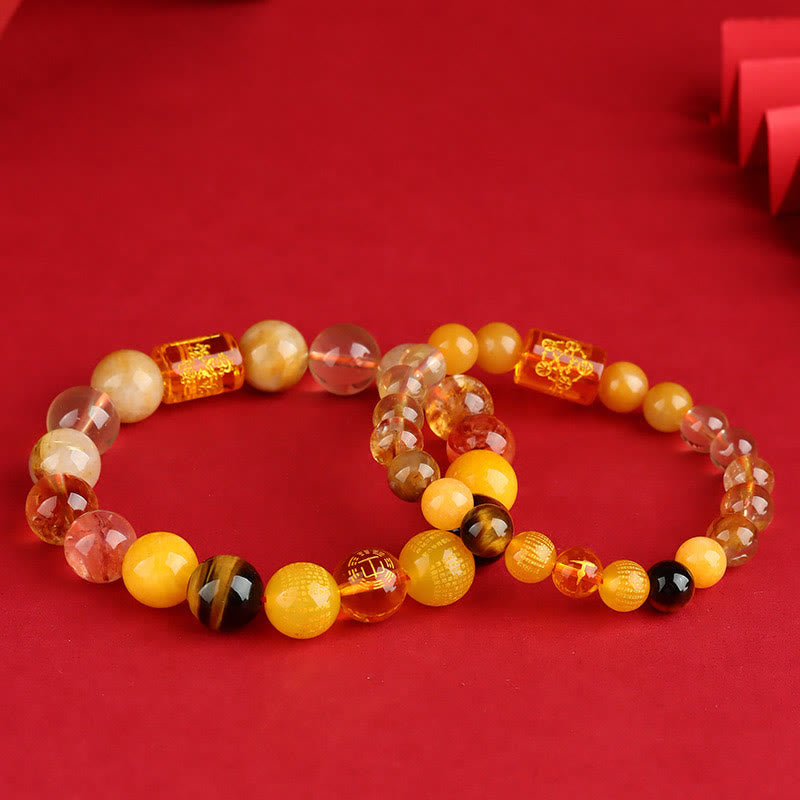 Wear FengShui Five Elements God Of Wealth Various Crystal Agate Wealth Luck Bracelet