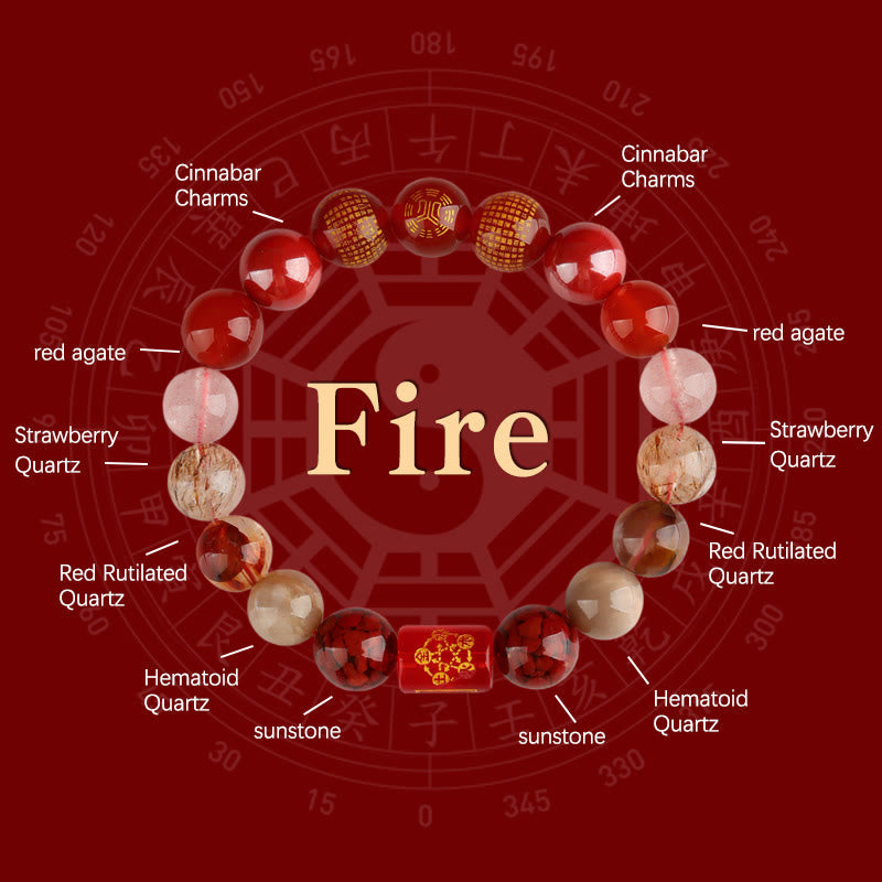 Wear FengShui Five Elements God Of Wealth Various Crystal Agate Wealth Luck Bracelet