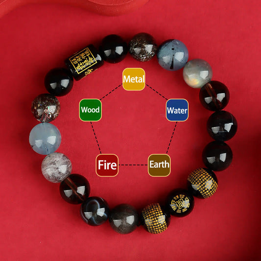Wear FengShui Five Elements God Of Wealth Various Crystal Agate Wealth Luck Bracelet