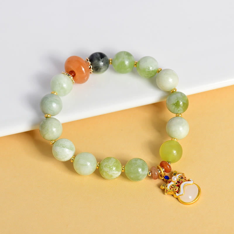 Wear FengShui Natural Jade Dancing Lion Charm Prosperity Luck Bracelet