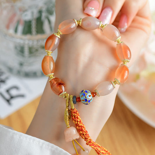 Wear FengShui Tibetan White Jade Agate Strength Confidence Bracelet
