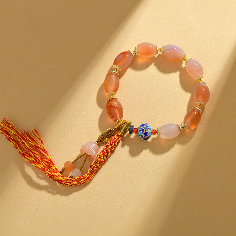Wear FengShui Tibetan White Jade Agate Strength Confidence Bracelet
