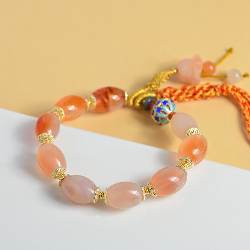 Wear FengShui Tibetan White Jade Agate Strength Confidence Bracelet