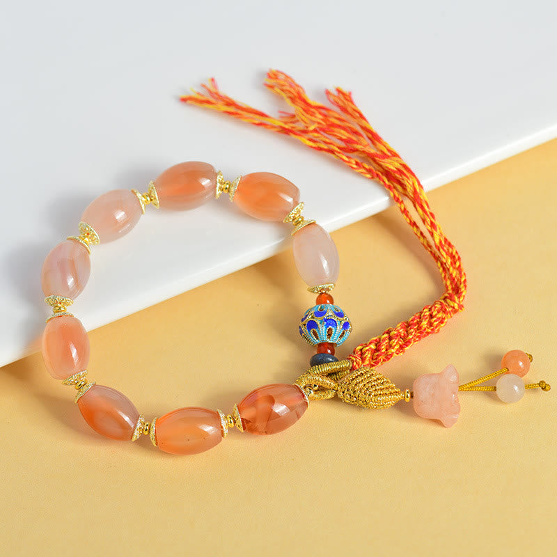 Wear FengShui Tibetan White Jade Agate Strength Confidence Bracelet