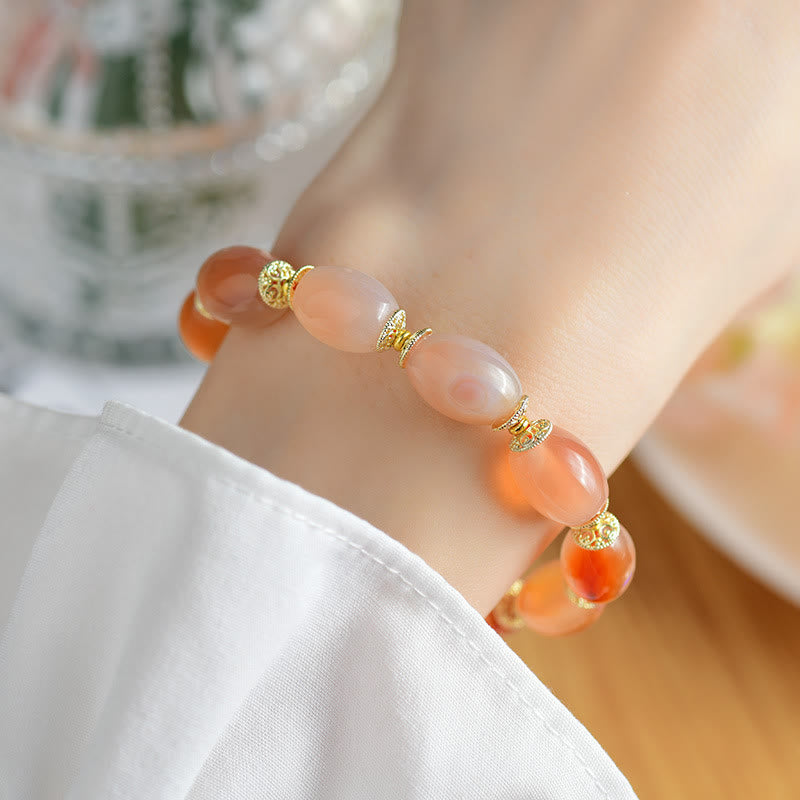Wear FengShui Tibetan White Jade Agate Strength Confidence Bracelet