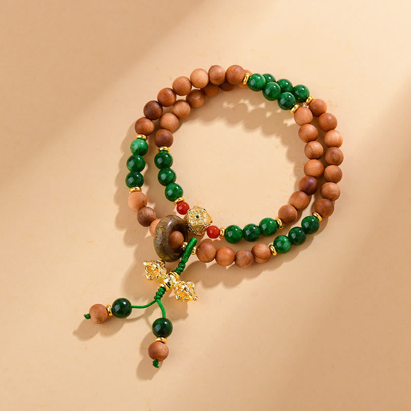 Wear FengShui Sandalwood Wood Bead Tibet Dorje Vajra  Double Twisted Design Protection Healing Bracelet