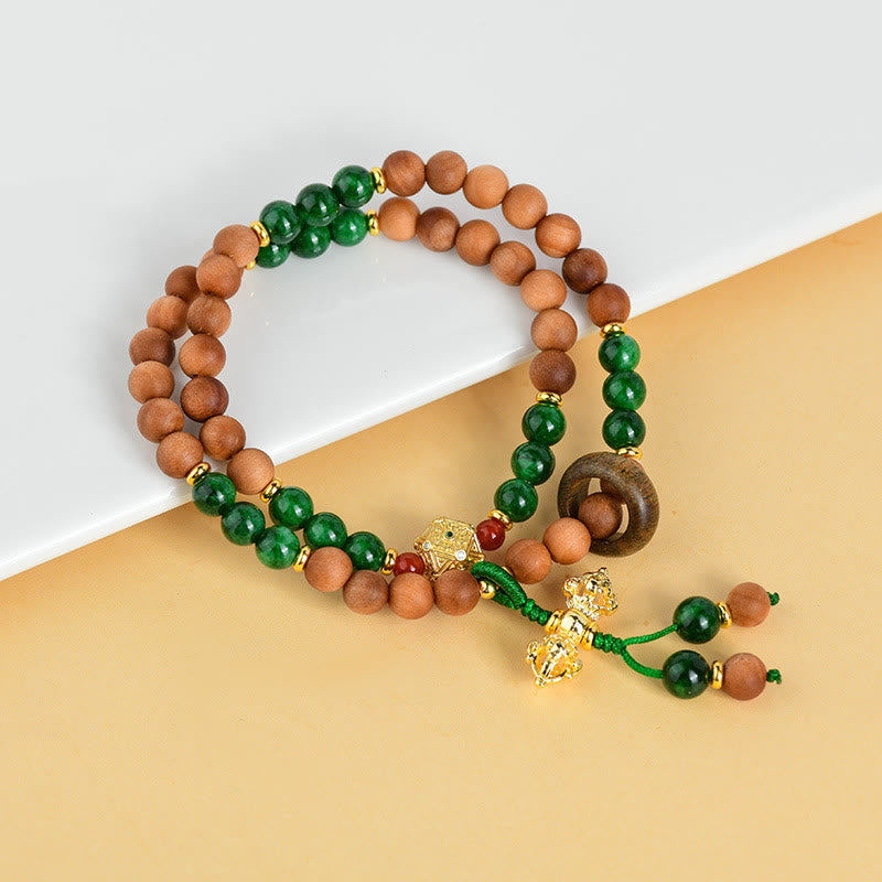 Wear FengShui Sandalwood Wood Bead Tibet Dorje Vajra  Double Twisted Design Protection Healing Bracelet