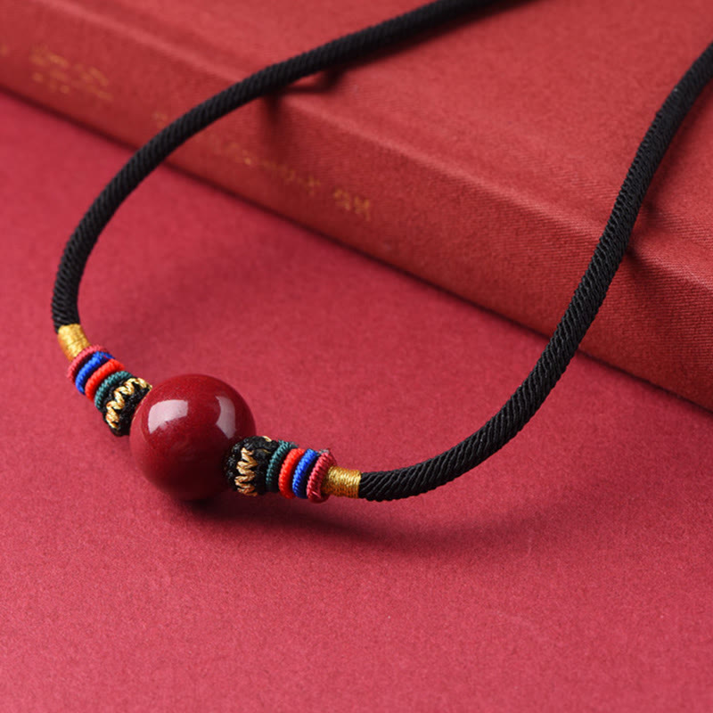 Wear FengShui Cinnabar Lucky Bead Keep Away Evil Spirits Necklace Pendant