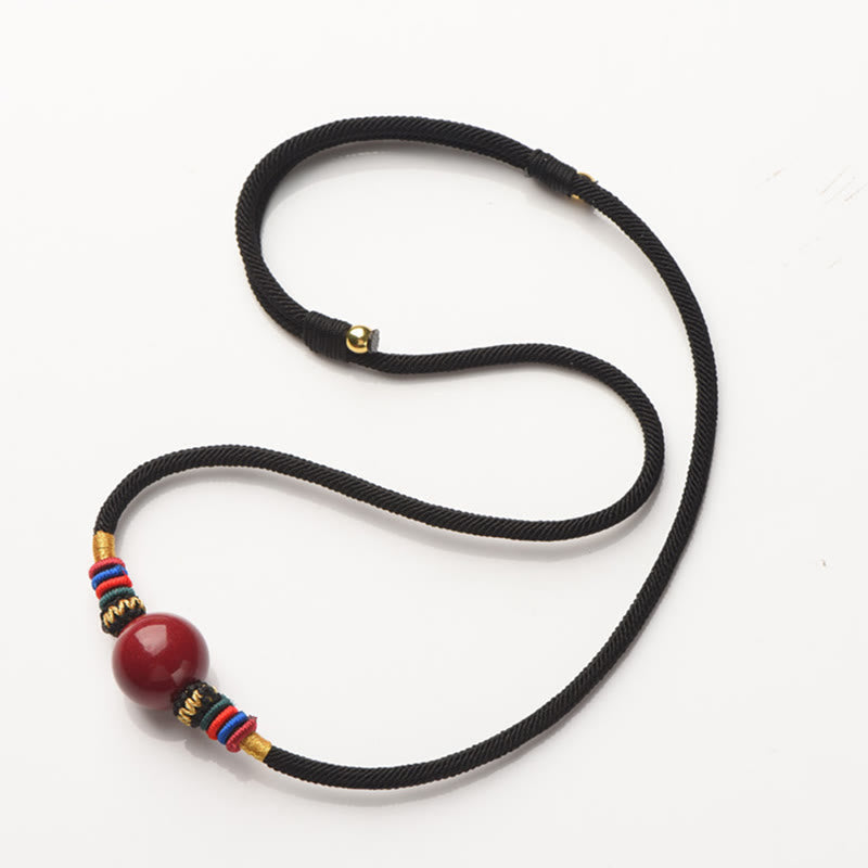 Wear FengShui Cinnabar Lucky Bead Keep Away Evil Spirits Necklace Pendant