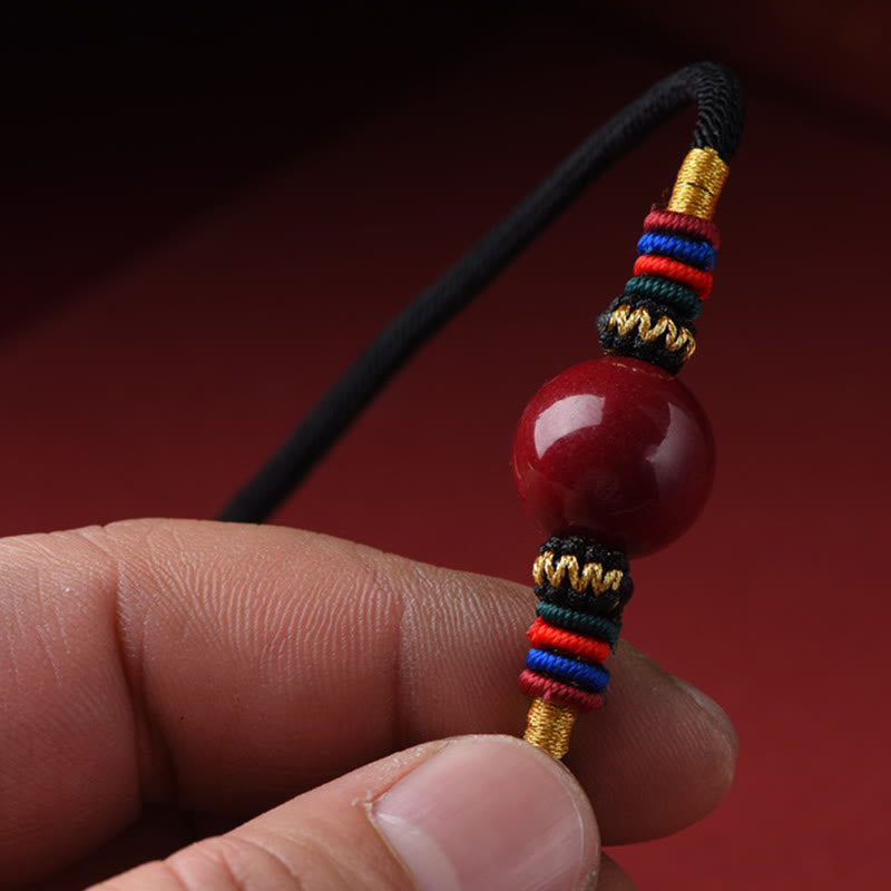 Wear FengShui Cinnabar Lucky Bead Keep Away Evil Spirits Necklace Pendant
