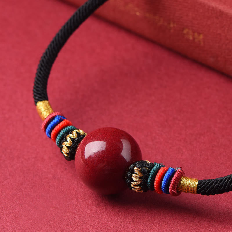 Wear FengShui Cinnabar Lucky Bead Keep Away Evil Spirits Necklace Pendant