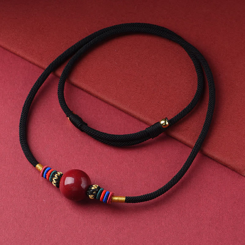 Wear FengShui Cinnabar Lucky Bead Keep Away Evil Spirits Necklace Pendant