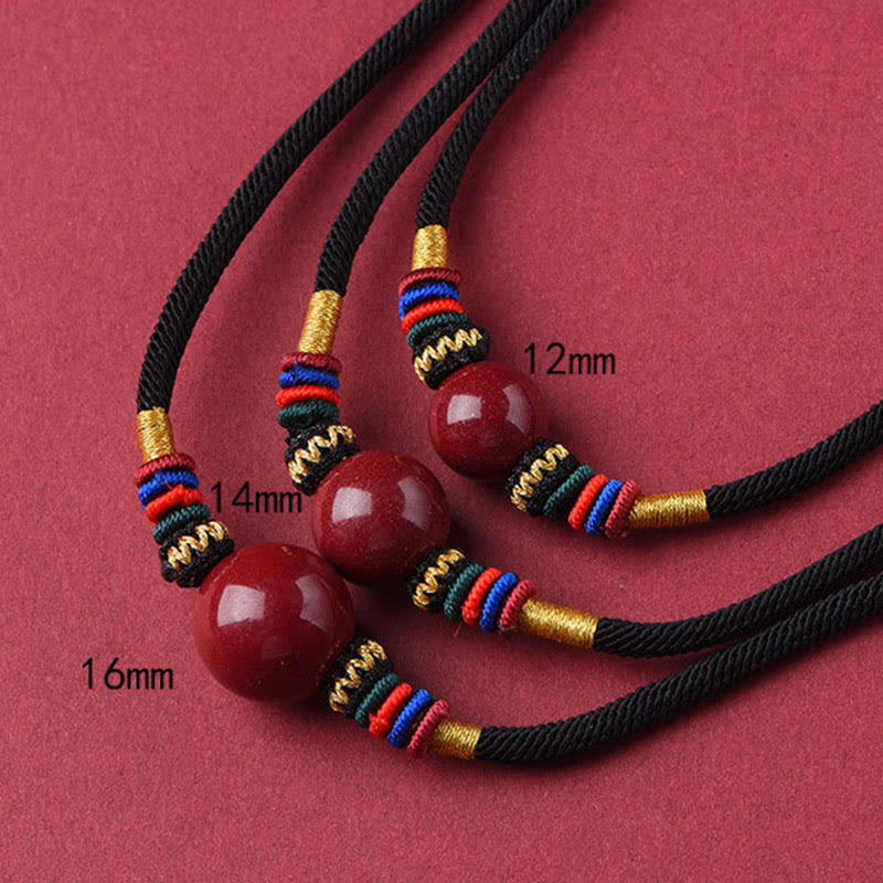 Wear FengShui Cinnabar Lucky Bead Keep Away Evil Spirits Necklace Pendant