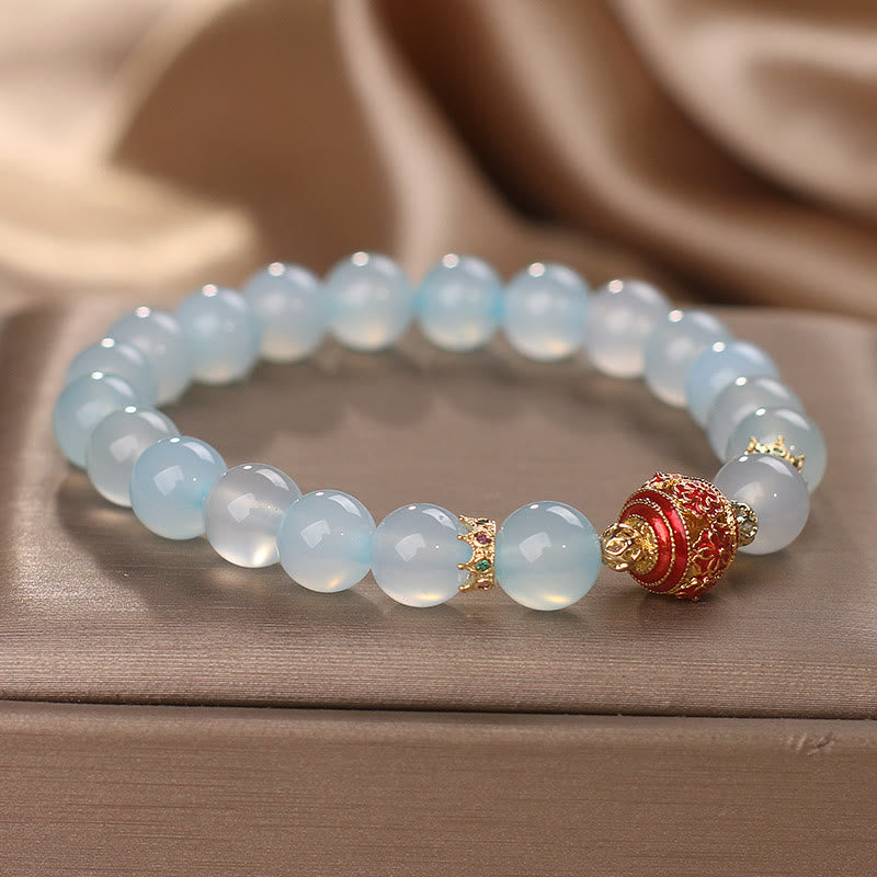 Wear FengShui Natural Aquamarine Flower Bead Healing Bracelet