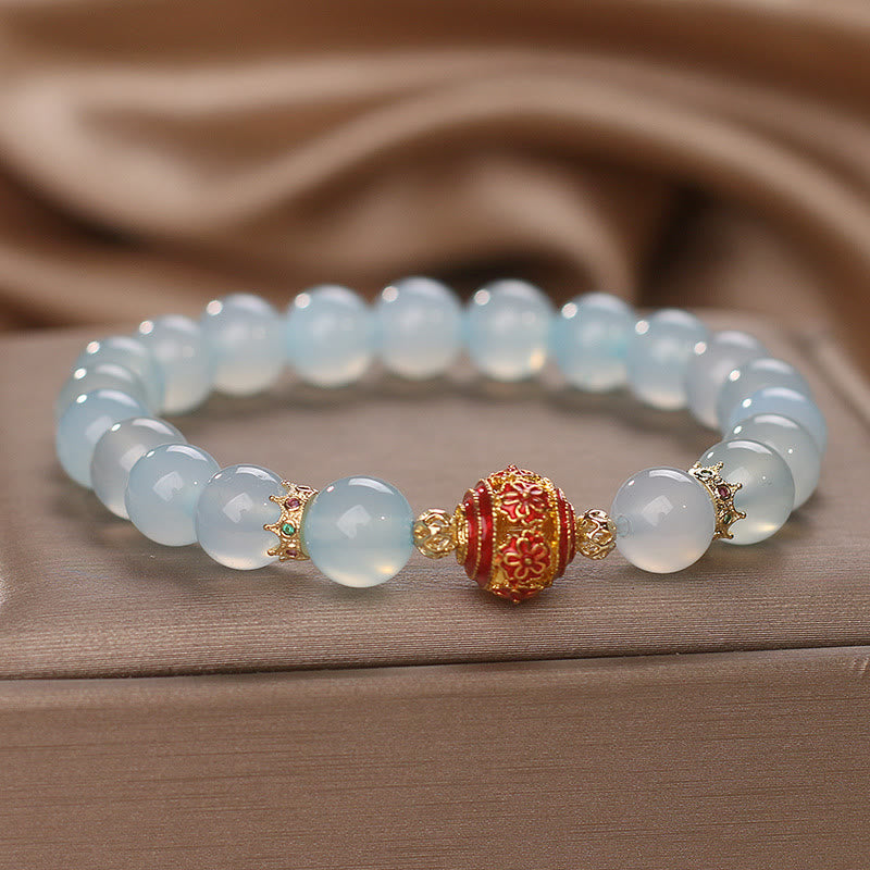 Wear FengShui Natural Aquamarine Flower Bead Healing Bracelet