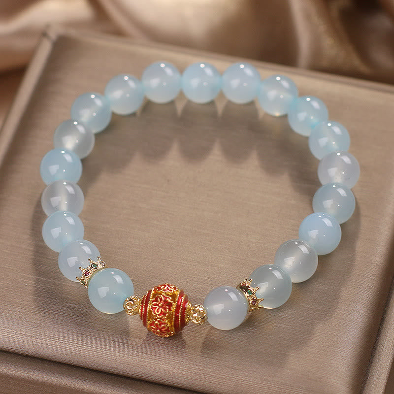 Wear FengShui Natural Aquamarine Flower Bead Healing Bracelet