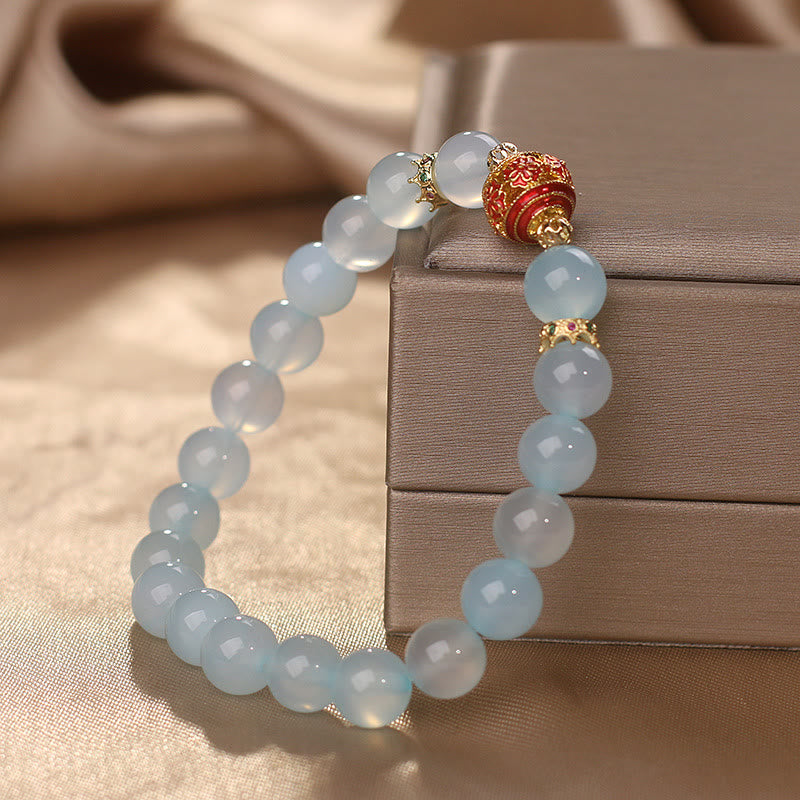 Wear FengShui Natural Aquamarine Flower Bead Healing Bracelet