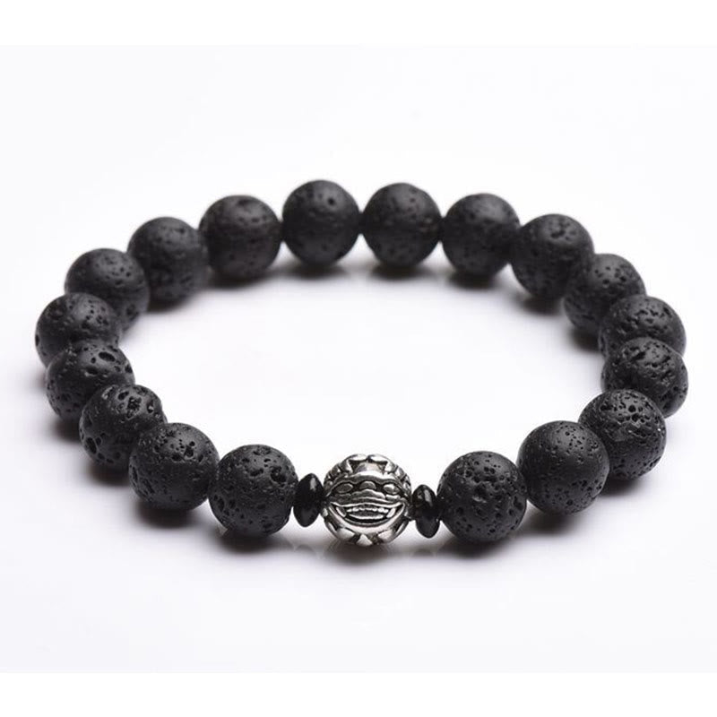 Wear FengShui Lava Rock Beads White Copper PiXiu Wealth Bracelet