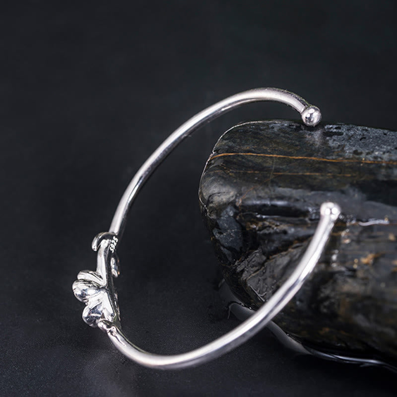 Wear FengShui 925 Sterling Silver Cherry Blossom Luck Bracelet Bangle
