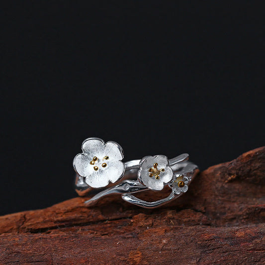 Wear FengShui 925 Sterling Silver Plum Bossom Balance Ring