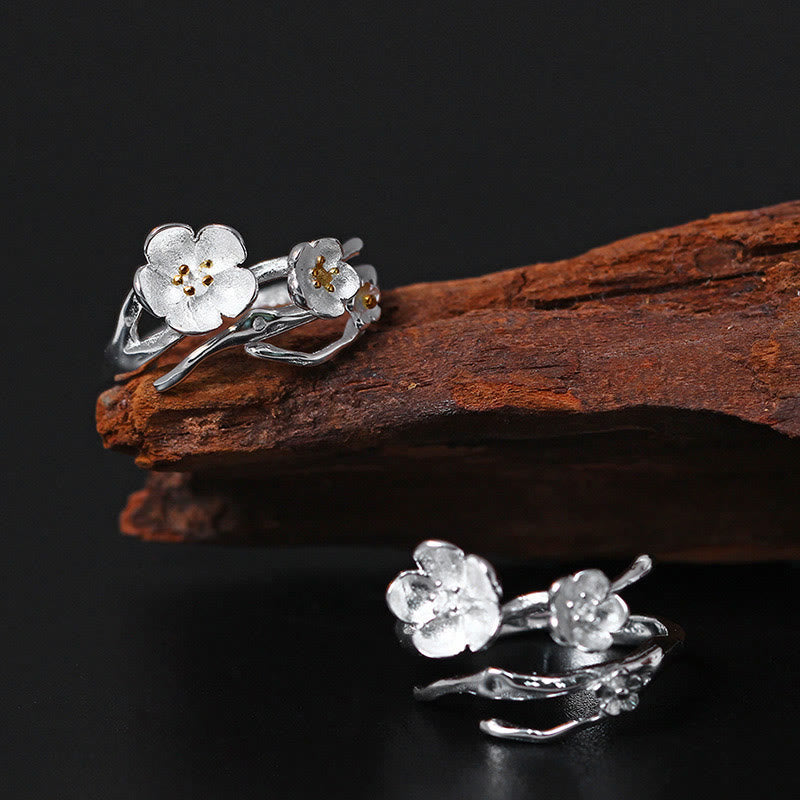 Wear FengShui 925 Sterling Silver Plum Bossom Balance Ring