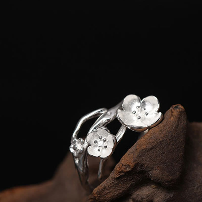 Wear FengShui 925 Sterling Silver Plum Bossom Balance Ring
