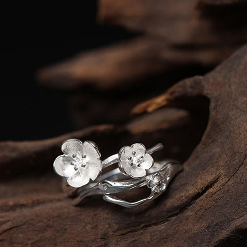 Wear FengShui 925 Sterling Silver Plum Bossom Balance Ring