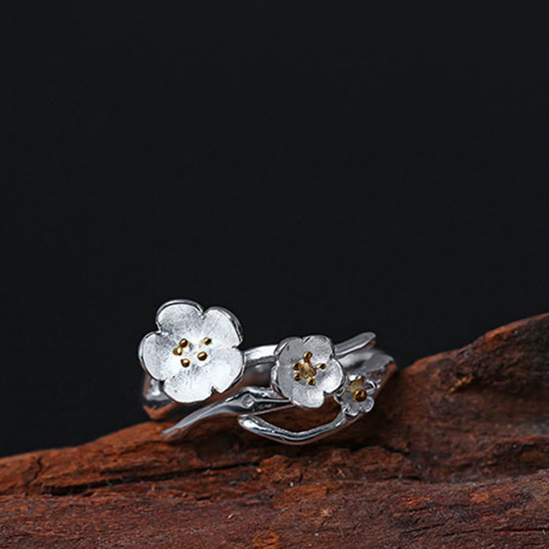 Wear FengShui 925 Sterling Silver Plum Bossom Balance Ring