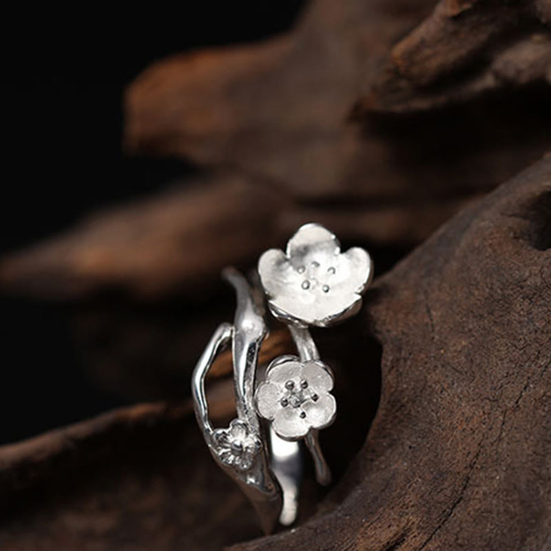 Wear FengShui 925 Sterling Silver Plum Bossom Balance Ring
