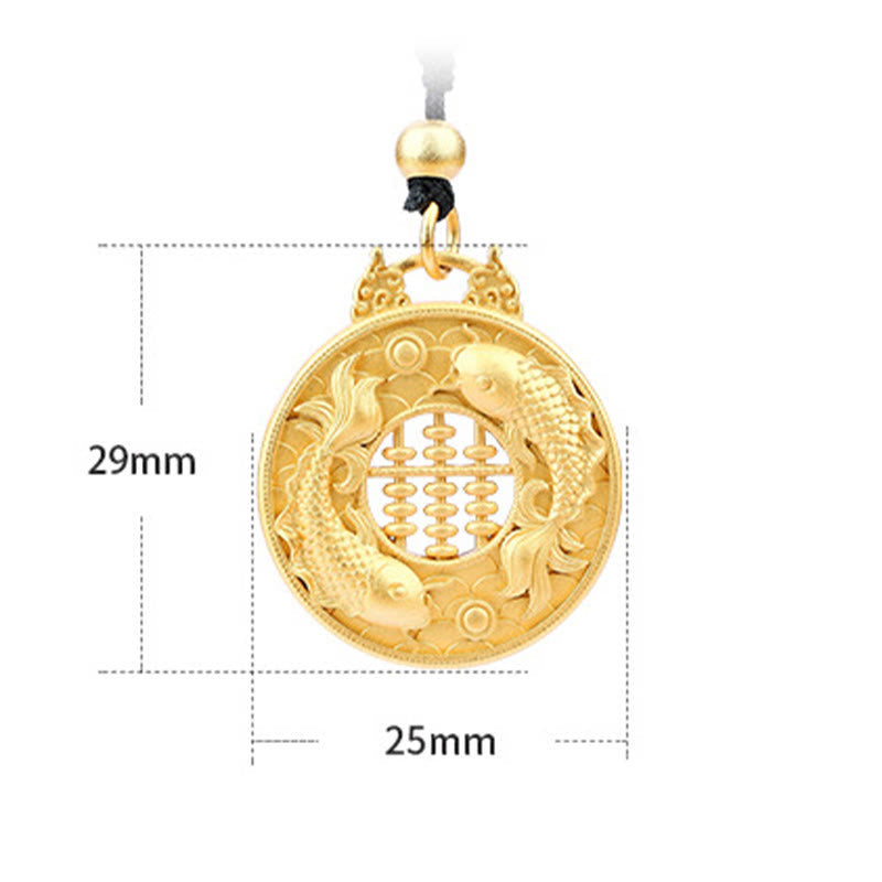Wear FengShui Gold Plated Copper Koi Fish Strength Necklace Pendant