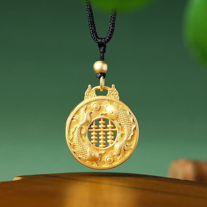 Wear FengShui Gold Plated Copper Koi Fish Strength Necklace Pendant