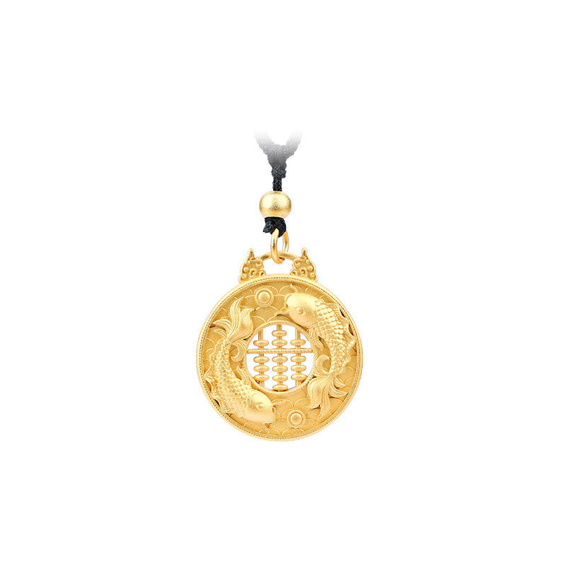 Wear FengShui Gold Plated Copper Koi Fish Strength Necklace Pendant