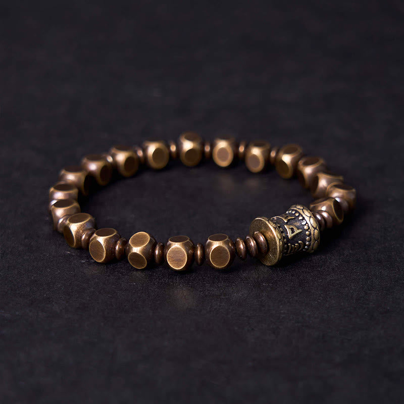 Wear FengShui Tibetan Om Mani Padme Hum Carved Copper Brass Amulet Focus Bracelet