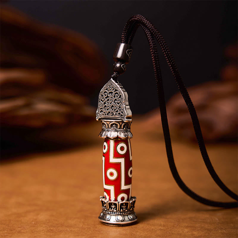 Wear FengShui Tibetan Medicine Buddha Nine-Eye Dzi Bead Protection Necklace Pendant