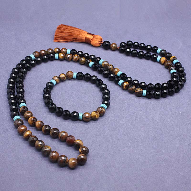 Wear FengShui Tibetan Black Onyx Peaceful Mala Set