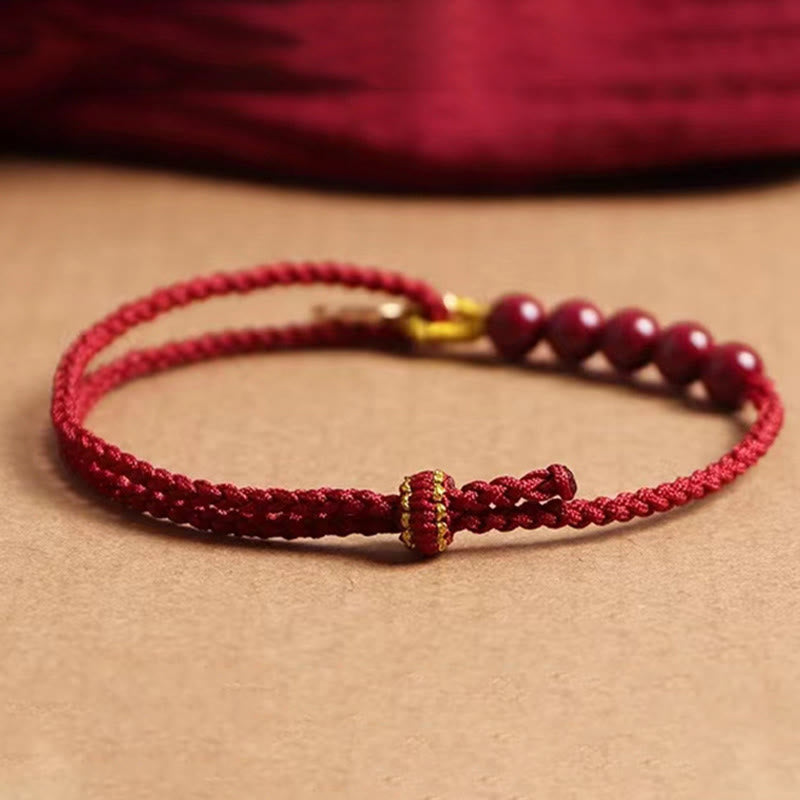 Wear FengShui Cinnabar Fu Character Beads Blessing Red String Handmade Braided Bracelet