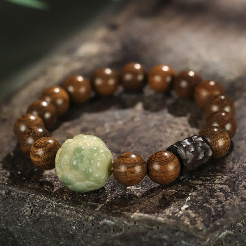 Wear FengShui Sandalwood Bodhi Seed PiXiu Ebony Wood Bead Healing Bracelet