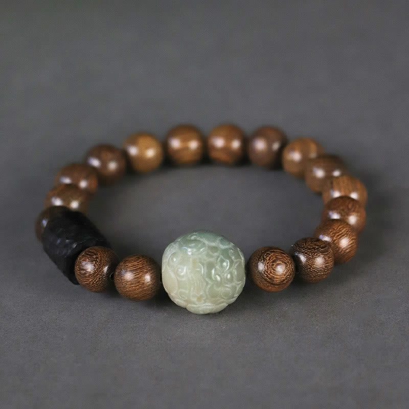 Wear FengShui Sandalwood Bodhi Seed PiXiu Ebony Wood Bead Healing Bracelet