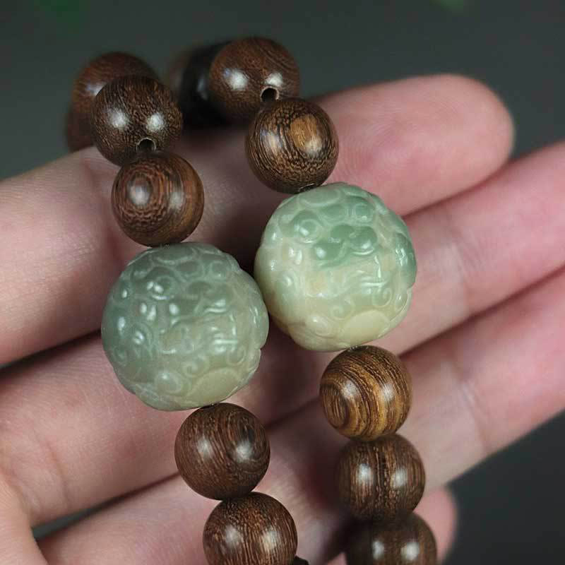 Wear FengShui Sandalwood Bodhi Seed PiXiu Ebony Wood Bead Healing Bracelet