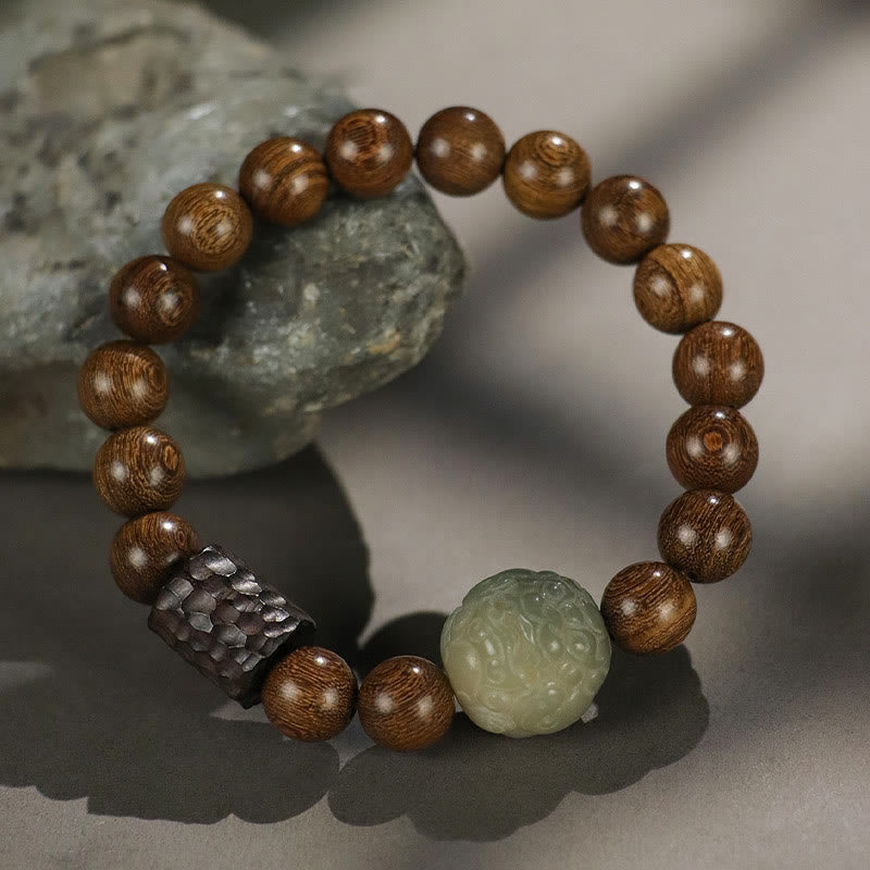 Wear FengShui Sandalwood Bodhi Seed PiXiu Ebony Wood Bead Healing Bracelet