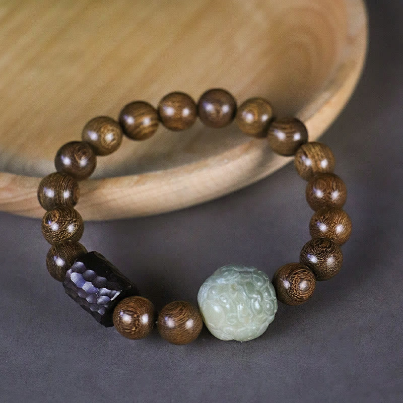 Wear FengShui Sandalwood Bodhi Seed PiXiu Ebony Wood Bead Healing Bracelet