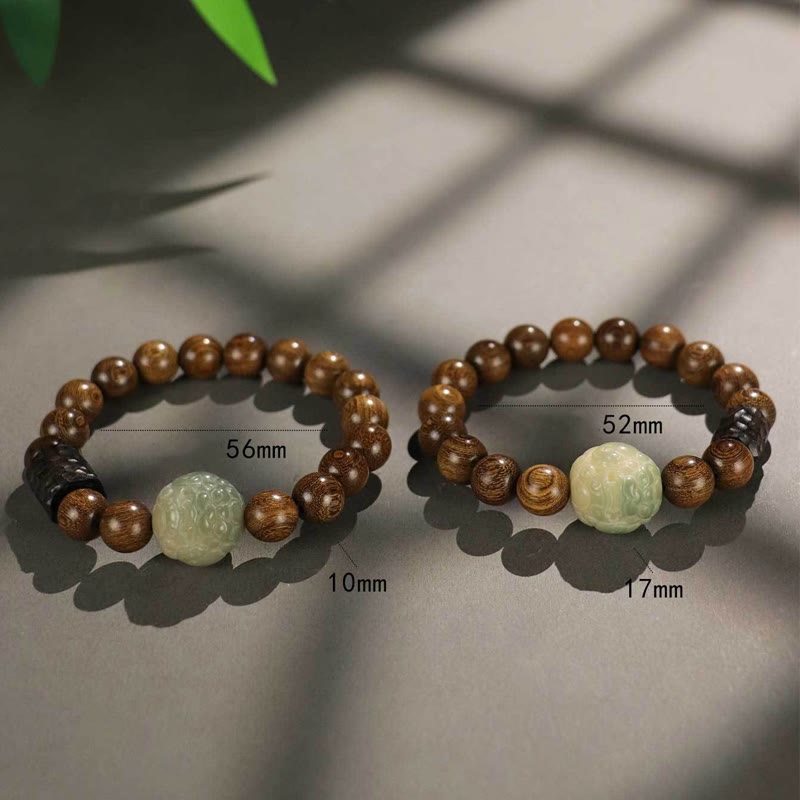 Wear FengShui Sandalwood Bodhi Seed PiXiu Ebony Wood Bead Healing Bracelet