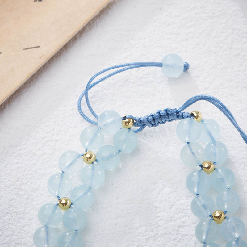 Wear FengShui Natural Aquamarine Amethyst Moonstone Butterfly Bamboo Healing Bracelet