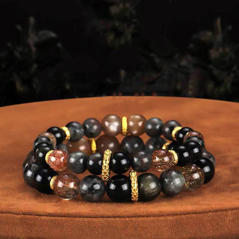 Wear FengShui Sun Stone Lava Rock Positive Bracelet
