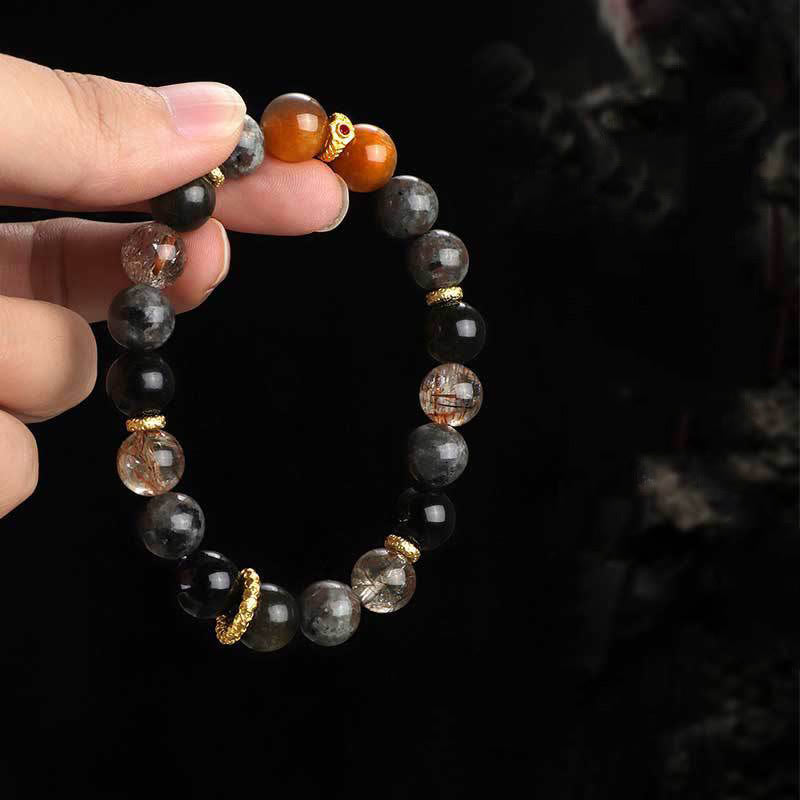 Wear FengShui Sun Stone Lava Rock Positive Bracelet
